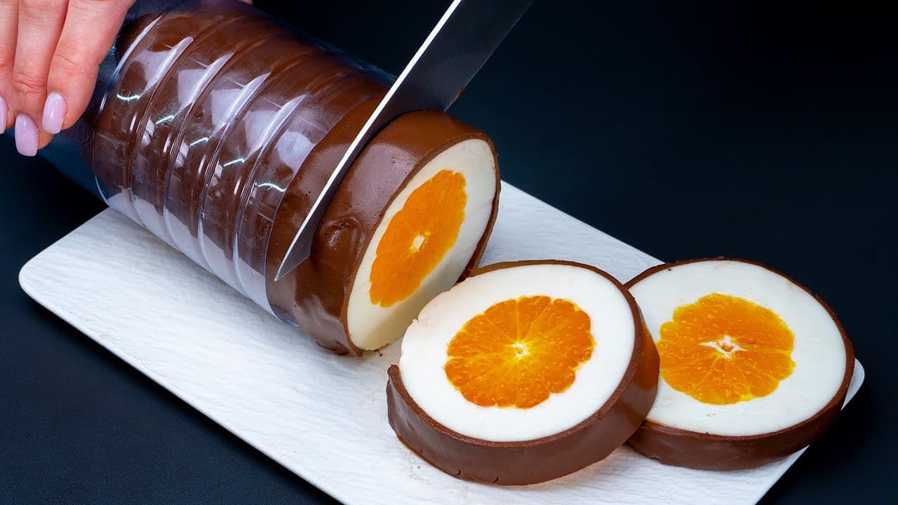 No-Bake Tangerine Panna Cotta with Chocolate Layer