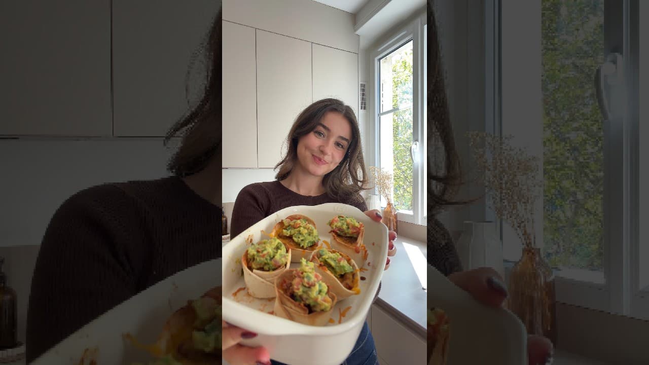 Taco cups au bœuf épicé, cheddar et guacamole
