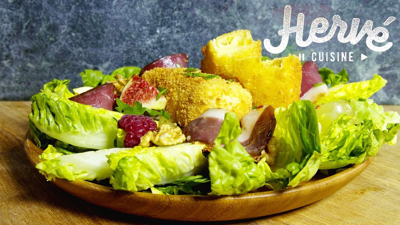 Croquettes de brie croustillantes sur salade de fête