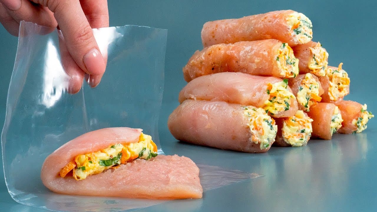 Chicken Rolls with Mozzarella and Carrot