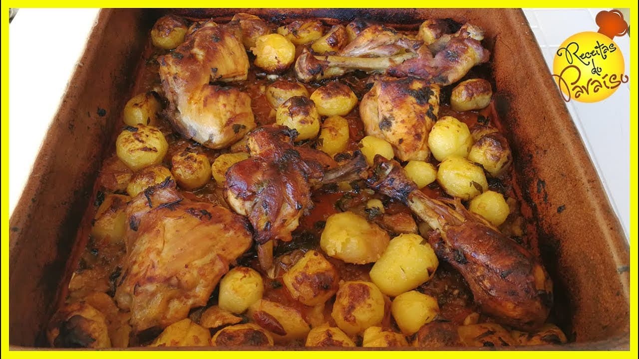 Frango assado no forno com batatas