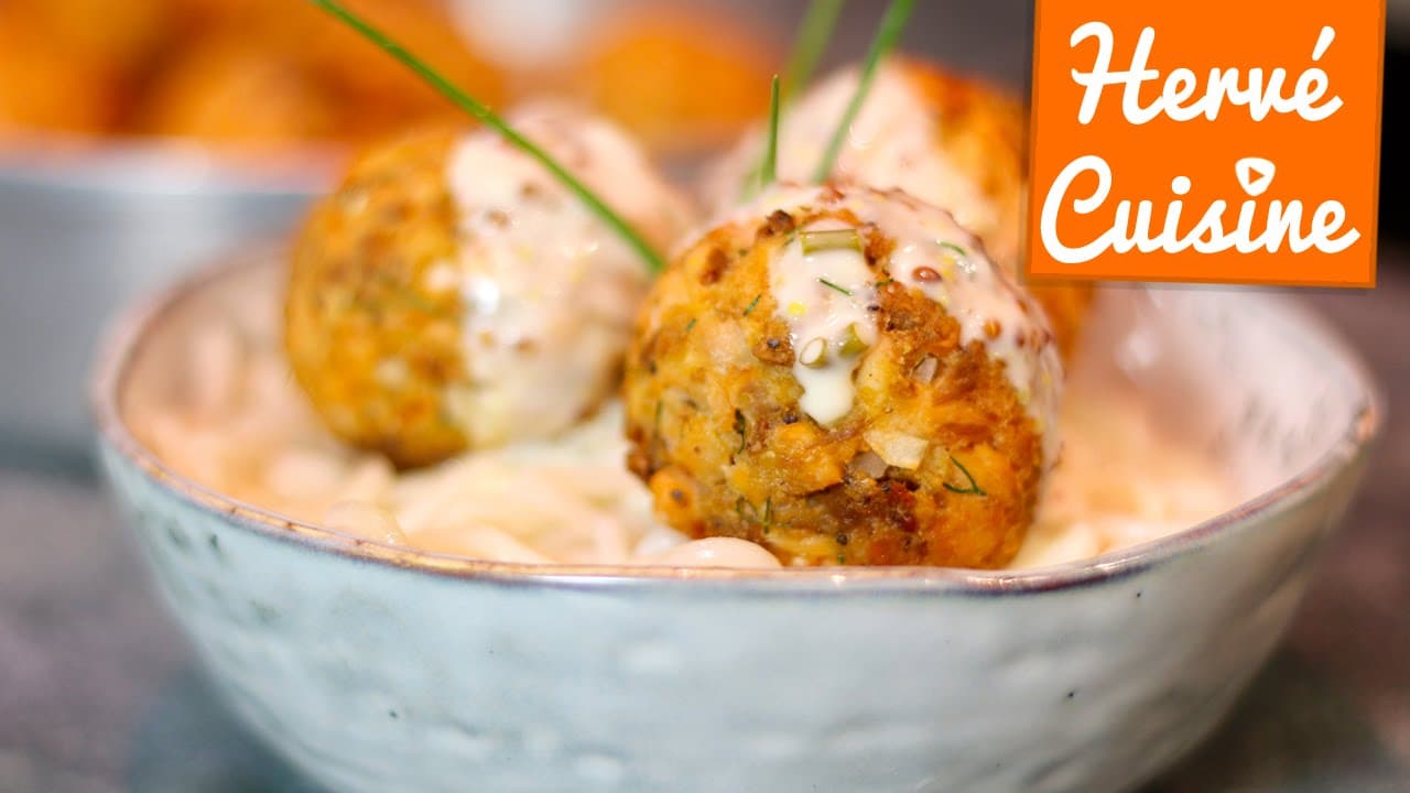 Boulettes de saumon, sauce citron légère