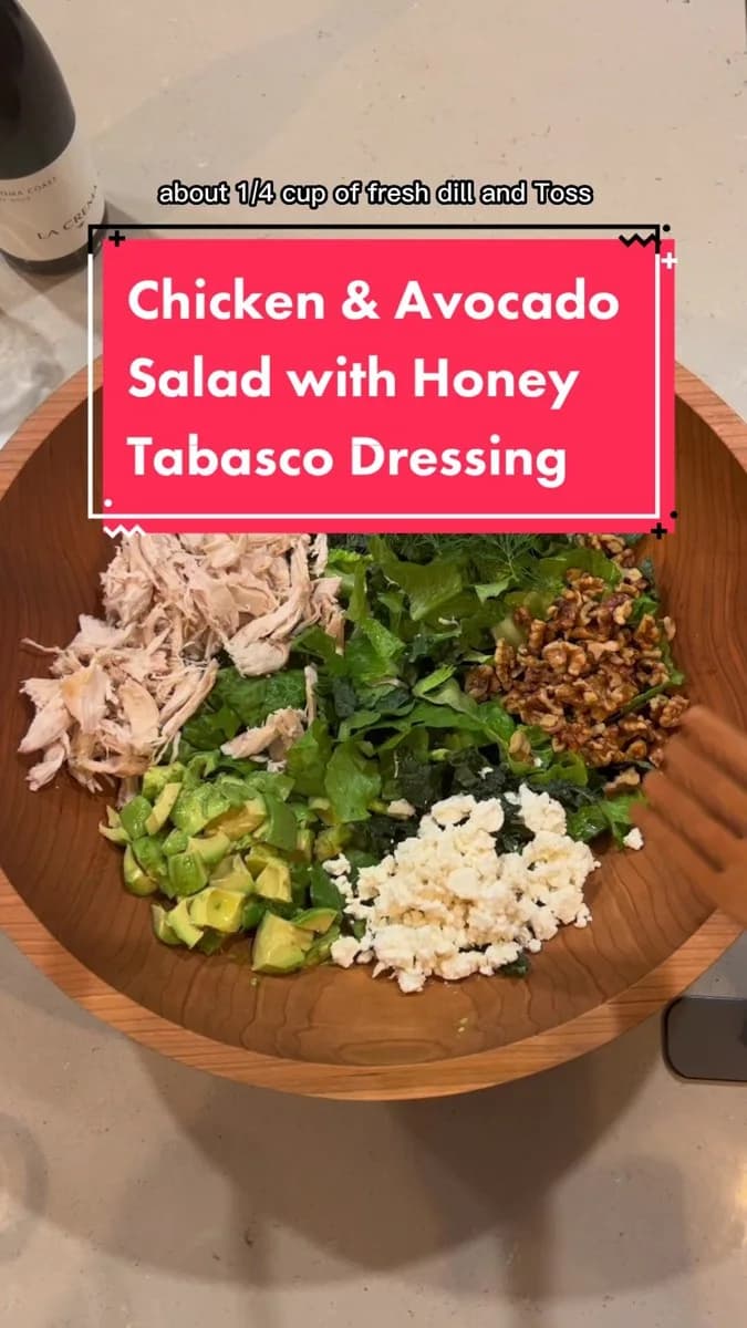 Chicken & Avocado Salad with Honey Tabasco Dressing by @thesaladlab