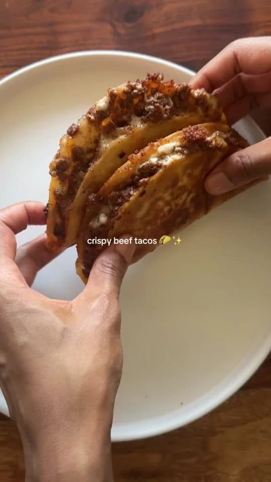 Crispy Beef Tacos with Cilantro Lime Sauce by @aflavorfulbite