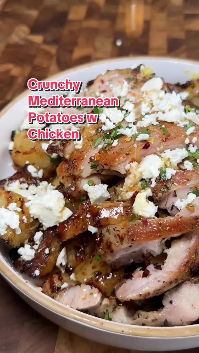 Crunchy Mediterranean Roast Potatoes with Chicken