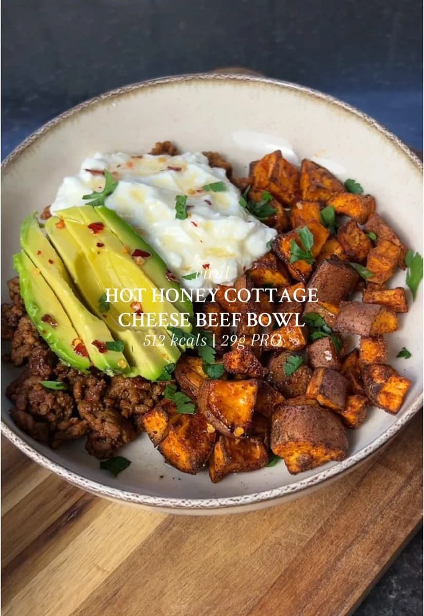 Hot Honey Cottage Cheese Beef Bowl