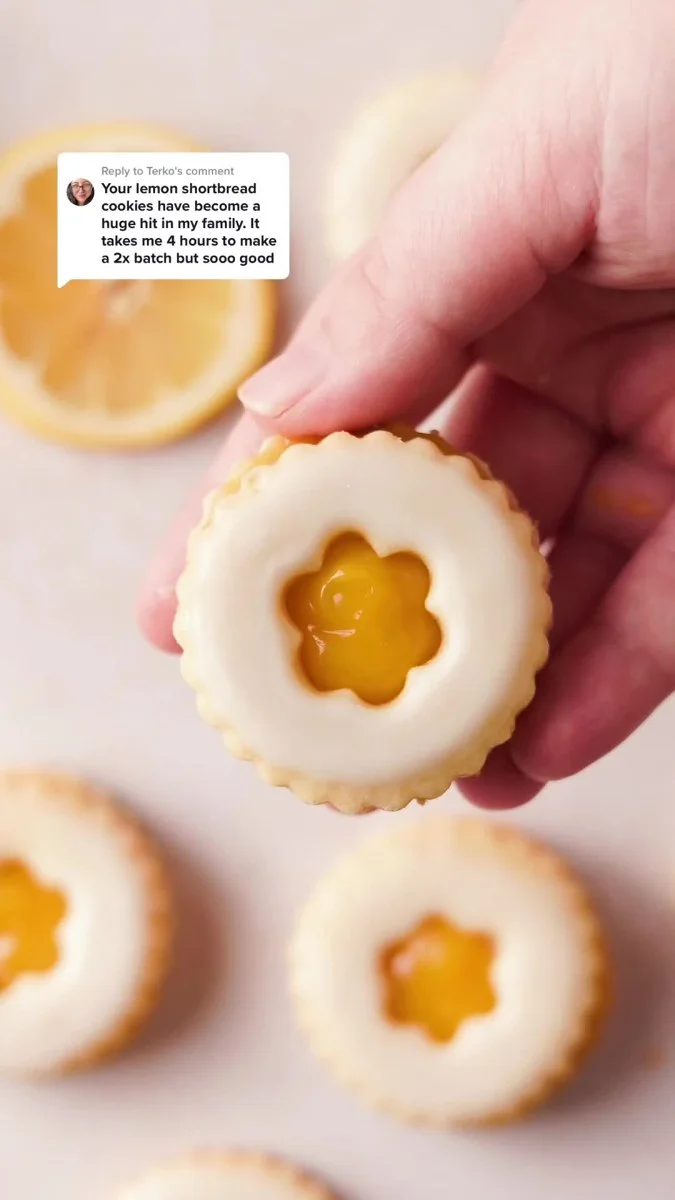 Lemon Shortbread Linzer Cookies with Lemon Curd