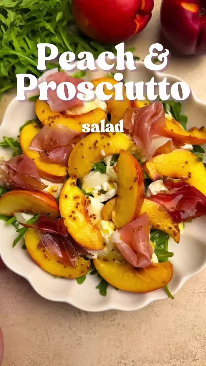 Peach and Burrata Salad by @katerynascafe
