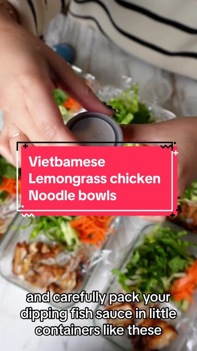 Vietnamese Lemongrass Chicken Noodle Bowls (Bún Thịt Nướng) by @nguyenfoodstall
